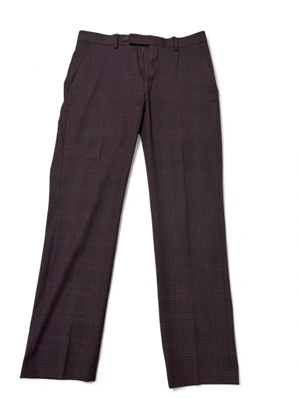 Calvin Klein Men's Burgundy Plaid Dress Pants